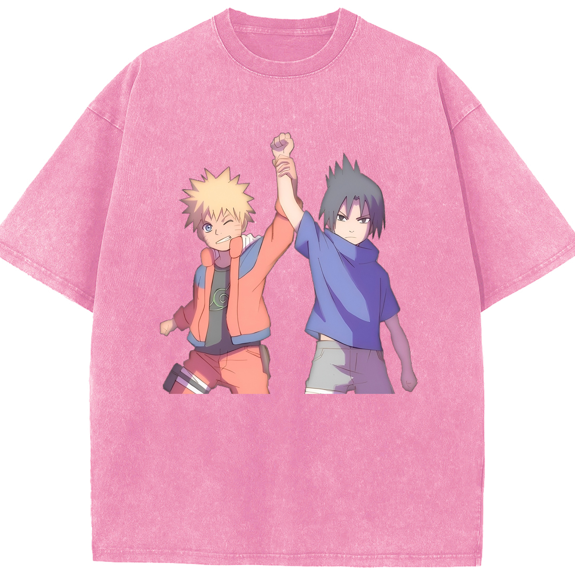 （画像用） NARUTO -ナルト- うちは サスケ Uchiha Sasuke 綿100% ヴィンテージ風 半袖Tシャツ（フロントプリント）